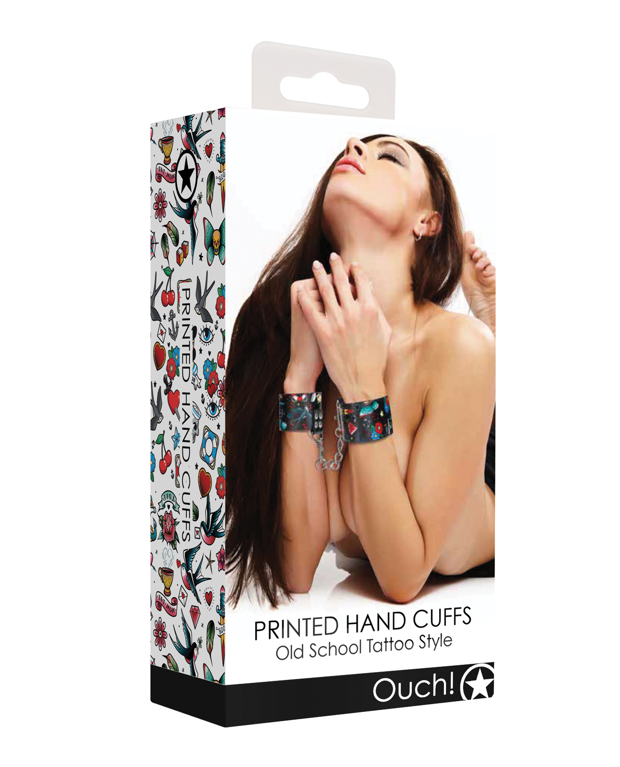 Shots Ouch Old School Tattoo Style Printed Hand Cuffs